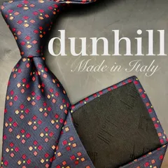 【美品】dunhill ネクタイ 小紋柄 ドット 総柄 ブラック ブランドロゴ