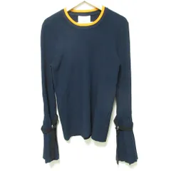良品 3.1 Phillip Lim スリーワンフィリップリム プリーツスリーブ リブニット カットソー プルオーバー サイズS ネイビー レディース 古着 中古 USEDのサムネイル