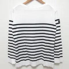 美品 Drawer ドゥロワー 18Gコットンボーダークルーネックニット 6513-106-1131 サイズ1 ブラック レディース 古着 中古 USED