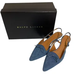 美品 POLO RALPH LAOREN ポロラルフローレン スエード ポインテッドトゥ スリングバック パンプス サンダル サイズ7B 24cm ブルー レディース 古着 中古 USEDのサムネイル