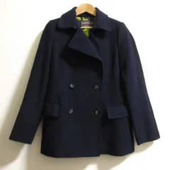 良品 Paul Smith ポールスミス ブラック COMPOSITE 裏地フラワープリント カシミヤブレンド Pコート ジャケット サイズ38 ネイビ− レディース 古着 中古 USEDのサムネイル