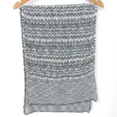 美品 MISSONI ミッソーニ 総柄 ニットマフラー ストール ブラック オフホワイト レディース 古着 中古 USED