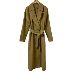 美品 SALON adam et rope サロンアダムエロペ オーバーサイズ ベルテッド ロングコート サイズM ベージュ レディース 古着 中古 USED