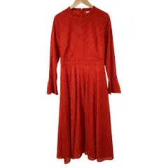 美品 CELFORD セルフォード ジャガードレースタートルOP ワンピース サイズ38 レッド レディース 古着 中古 USED