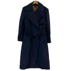 美品 DES PRES デプレ レオパード柄 ライナー付き ベルテッドコート サイズ34 ネイビー レディース 古着 中古 USED