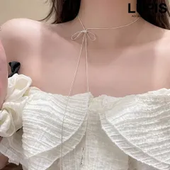 ネックレス レディース スライド式 ラリエット ロングネックレス リボン スネークチェーン シンプル ガーリー 大人っぽ 上品 LUPIS ルピス v3041のサムネイル