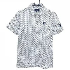 【美品】パーリーゲイツ 半袖ポロシャツ 黒×白 ロゴ総柄  メンズ 4(M) ゴルフウェア PEARLY GATES