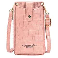 【新品】 [Monlyu] スマホポーチ レディース スマホショルダー スマホポシェット ショルダー バッグ 携帯ポーチ 斜めがけ 縦型 財布 シンプル (I.ベビーピンク(クロコ柄)) 0