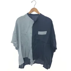 Y's ワイズ ストライプコンビシャツ サイズ:2 半袖ブラウス/ヨウジヤマモト YH-B19-828   グレー/ネイビー レディース / 240001188581