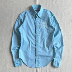 archive　アーカイブ古着　RALPH LAUREN SPORTS　ラルフローレン・スポーツ　オックスフォード　長袖ボタンダウンシャツ　ライトブルー　RLエンブレムロゴ刺繍　クラウン　美シルエット　水色　M相当　アメカジ　綺麗め　Oxford shirt