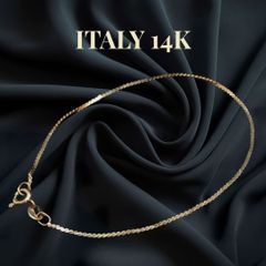 ITALY製 14kブレスレット 17cm イタリア製 刻印 14K無垢 イエローゴールド チェーンブレスレット 17cm