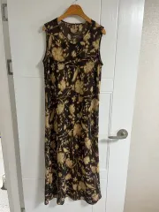 (日本 ヴィンテージ)ロング ノースリーブ ONE PIECE シースルー ストレート