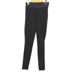 ザラ ベーシック ZARA BASIC レギンスパンツ S 黒系ブラック 無地 シンプル 裾スリット ストレッチ