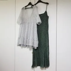 まとめ ヴィンテージ ドット グリッター シースルー レイヤード ONE PIECE