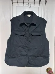 H&M ブラック ネイビー キルティング ベスト ジャケット