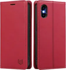 【FeeY】対応 iphone xs ケース 手帳型 Iphone x 手帳 ケース 耐衝撃TPU素材カード収納 マグネット式 スタンド機能付き アイフォン X/XSスマホケース 全面保護 5.8インチ対応, ローズレッド