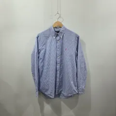ポロラルフローレン ボタンダウン ブルー ギンガムチェック シャツ L