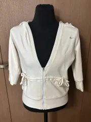 NIKE ナイキ アイボリー Vネック ジップアップ フーディー M