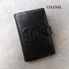 CHANEL シャネル ココマーク キャビアスキン 手帳カバー アジェンダ ブラック レザー 黒 システム手帳 6穴式 ユニセックス ミニ　a16