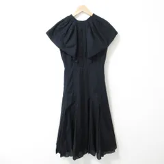 美品 21AW CELFORD セルフォード ノースリーブ マキシ丈 フレアカラーワンピース CWFO214072 36 ネイビー レディース 古着 中古 USED