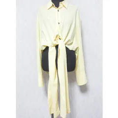 良品 UJOH ウジョー Hem Knot Half Shirts ヘムノット ハーフシャツ ショート丈 ブラウス U791-B02-004 2 イエロー レディース 古着 中古 USED