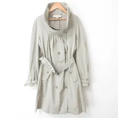 STELLA McCARTNEY ステラマッカートニー スタンドカラー ダブルブレスト ベルテッド ギャザーロングコート 38 ライトグレー レディース 古着 中古 USEDのサムネイル