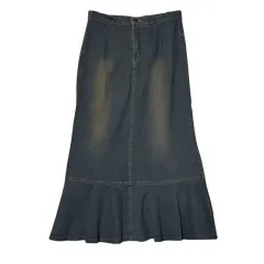 デニム ロングスカート フリルスカート