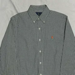 S ポロラルフローレン スリムフィット グリーン チェック ポプリン シャツ