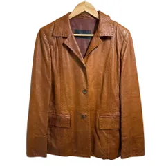 美品 ERMANNO SCERVINO エルマノシェルビーノ シングル レザー テーラードジャケット サイズ44 ブラウン レディース 古着 中古 USEDのサムネイル