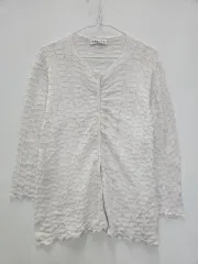 ヴィンテージ森ガール シアー カーディガン 立体プリーツ カーディガン ライトグレー