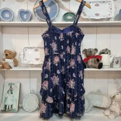 (アクシズ出品) ネイビー フラワー シフォン ONE PIECE