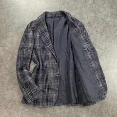 日本製 TAKEO KIKUCHI タケオキクチ テーラードジャケット シングル ブレザー チェック柄 ウール混 グレー系 メンズ 4 大きいサイズ