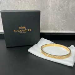 【COACH】コーチ バングル 箱付き シグネチャーモチーフ メタル メンズ タイ製 ゴールド 金色 バングル ブレスレット アクセサリー ブランドアクセサリー ロゴ刻印 ラインストーン装飾