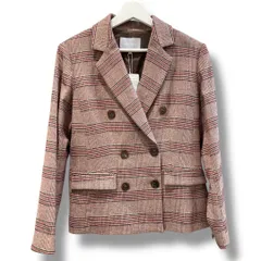 タグ付き未使用品 byHOMEOSTYLE ホメオスタイル チェックダブルジャケット CJ153-005J ウール混 総裏 日本製 チェック柄 赤×茶系 size38 レディース 冬 ゴーゴー古着久喜倉庫店 草3703