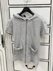 イングニ 姫ギャル リー リボン グレー 半袖 フードジップアップ