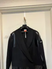 PARTS ブラック バイカラー コート