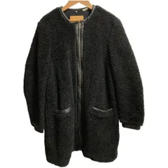 美品 Levi's MADE＆CRAFTED リーバイス メイドアンドクラフテッド レザートリム ノーカラー ボアコート 17260-0002 サイズ1 ブラック レディース 古着 中古 USEDのサムネイル
