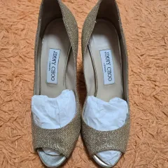 ジミーチュウ グリッター オープントゥ ヒール GOLD 36 正規品 225