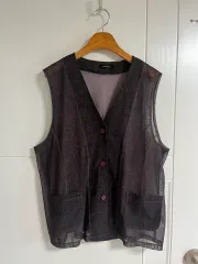 (日本 ヴィンテージ) ベスト シースルー 微細 メッシュ