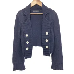 良品 FOXEY NEW YORK フォクシーニューヨーク ニットカーディガン 28123 サイズ38 ネイビー レディース 古着 中古 USED