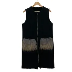 美品 sfide スフィーデ ラクーンファー エコムートン ベスト コート ブラック レディース 古着 中古 USED