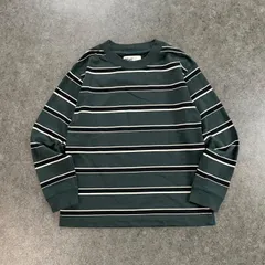 日本製 MHL. MARGARET HOWELL OUTLINE STRIPE JERSEY LS マーガレットハウエル 長袖Tシャツ ロンT カットソー クルーネック ボーダー グリーン メンズ 596-3266503