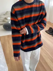 アンゴラ ストライプ ボーダー柄 ニット