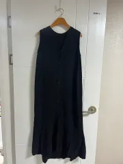 (日本 ヴィンテージ)ブラック ベスト ONE PIECE ノースリーブ ロング