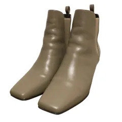 良品 Au BANNISTER オゥバニスター レザー スクエアトゥ サイドゴアブーツ サイズ37 約23.5cm グレージュ レディース 古着 中古 USED