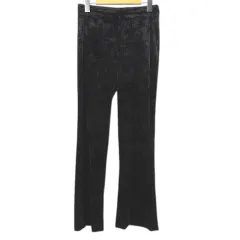 ザラ ZARA ストレートパンツ S 黒系ブラック ベロア調 無地 シンプル ストレッチ