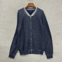 トミーヒルフィガー カジュアル コットン ニット ジップアップ カーディガン L A06003