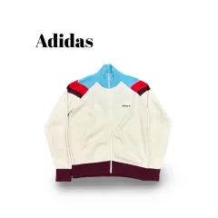 アディダスカラーブロックジップアップニット