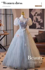 レディース ロングドレス パーティードレス 浅ブルー パープル 半袖 スクエアネック 編み上げ ボリュームスカート 成人式 誕生日 演奏会 旅撮影 前撮り ウェディングフォト お呼ばれ 上品 華やか 高級感 軽やか エレガント 大人 可愛い 映える S-3XL