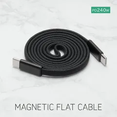 Type-C to Type-Cケーブル PD240W フラット マグネティック スパイラル マグネット 磁石 磁力 吸着 1m